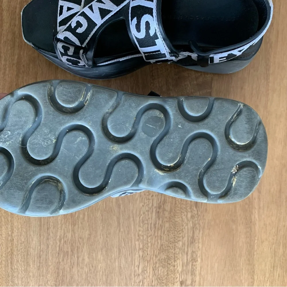 Stella McCartney Black and White Logo Platform Sandals - Picture 5 of 7